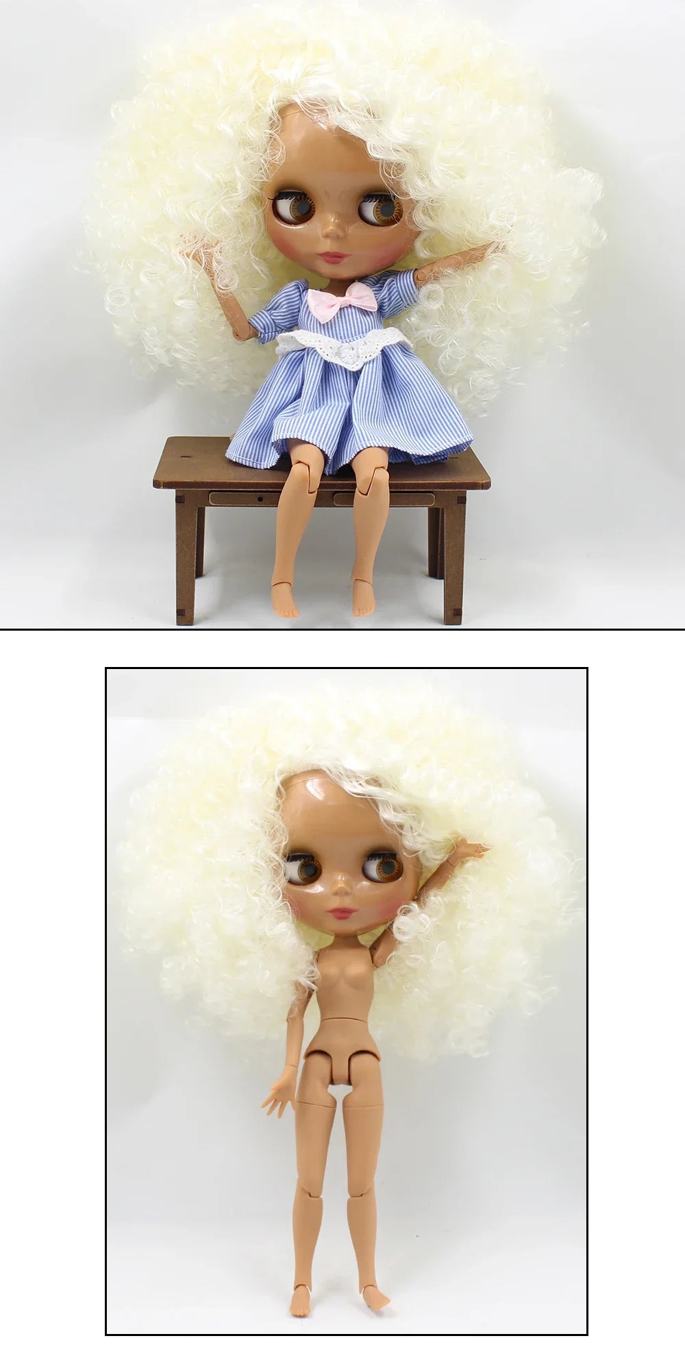 ICY DBS Blyth doll 1/6 bjd joint body white skin matte face dark skin shiny face curly hair afro hair toy 30cm