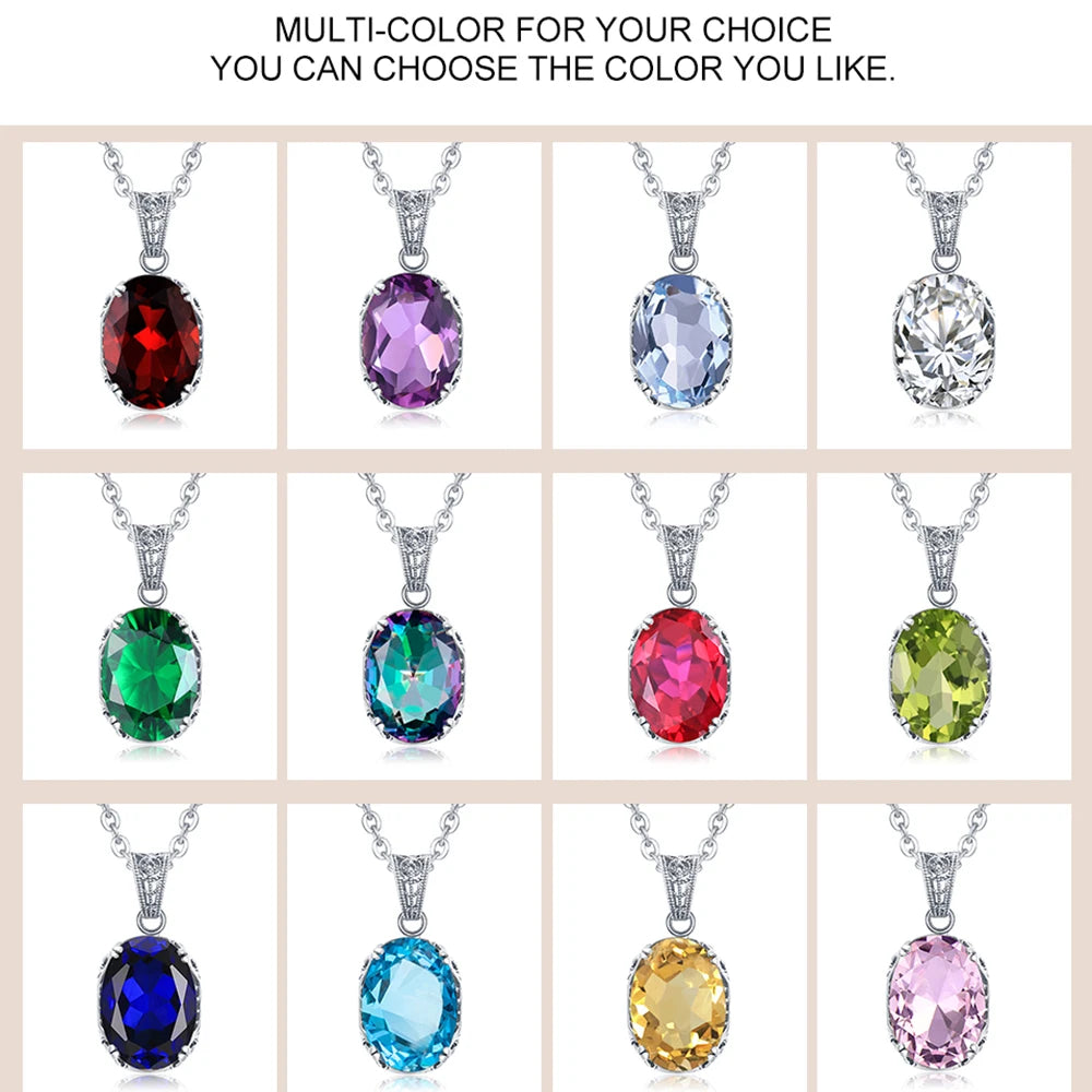 Unique 925 Sterling Silver Necklace Aquamarine Gemstone Pendant Necklaces with Chain