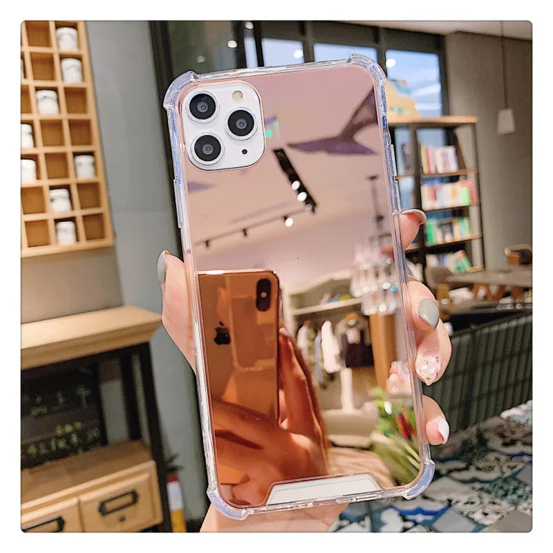 Mirror TPU Phone Case For iphone 15 14 13 12 11 Pro XS MAX XR Shockproof Back Cover Case For iphone 7 8 6s plus SE2020