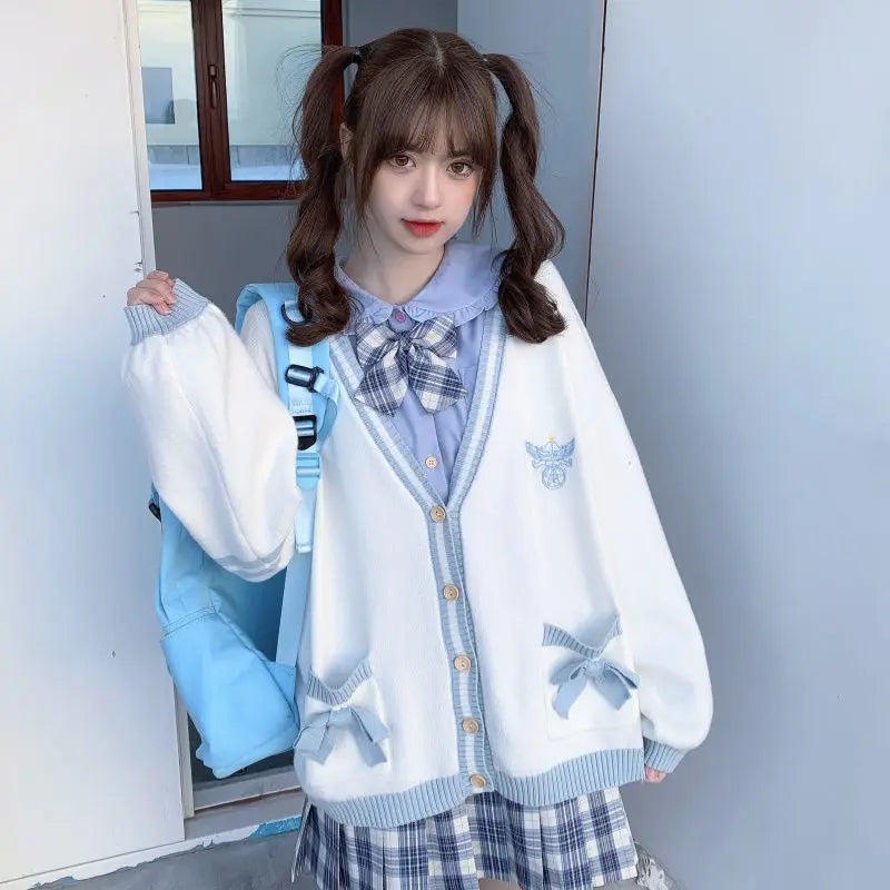 Autumn Winter Women Sweater Loose Japanese Style Sweet Knitted Cardigan