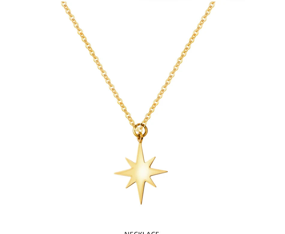 316 L Stainless Steel Necklace For Women Gold Plated Star Pendant Clavicle Necklaces