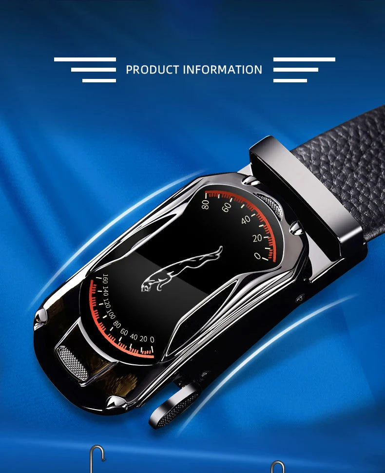Belts for 3.5cm Width Sports Car Brand Fashion Automatic Buckle Black Genuine Leather Men's Jeans High Quality Waist Male Strap