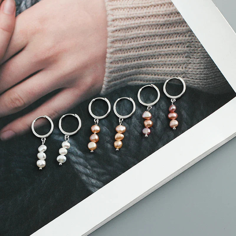 WANTME Real 925 Sterling Silver Natural Freshwater Baroque Pearl Stud Earrings for Women Bohemian Charming Jewelry Trend 2021