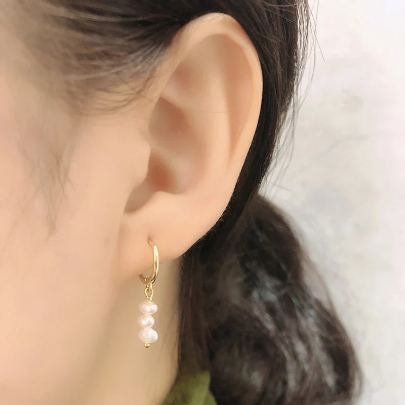 WANTME Real 925 Sterling Silver Natural Freshwater Baroque Pearl Stud Earrings for Women Bohemian Charming Jewelry Trend 2021
