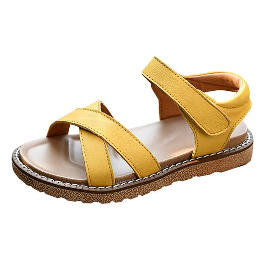 Real Leather Girls Roman Sandals Foot Arch Sole Baby Boys Garden Shoes