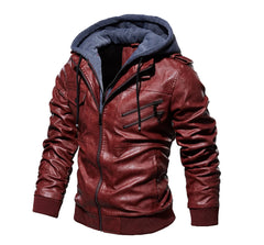 Winter Men's PU Leather Jacket Casual Man Motorcycle Leather Hooded Coats