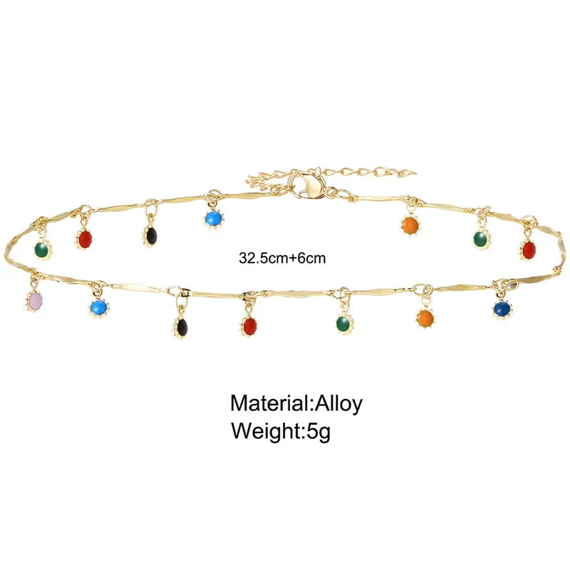 Fashion Simple Candy Color Tassel Necklace for Women Aesthetic All-match Pendant Jewelry Choker Neck Accessories Gift Chain