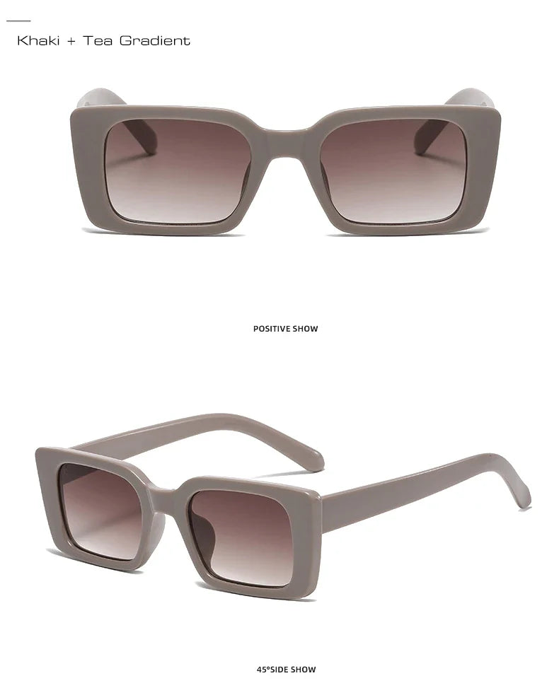 SO&EI Ins Popular Fashion Small Rectangle Sunglasses Women Retro Leopard Shades UV400 Men Trending Square Sun Glasses