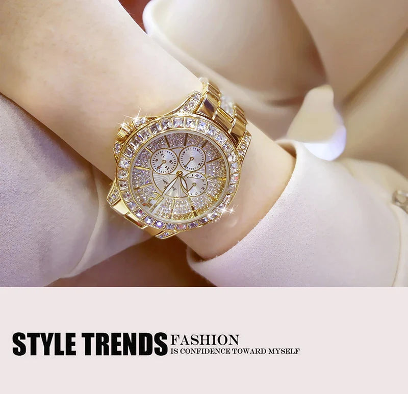 Women Watches Quartz Diamond Luxury Watch Fashion Top Brand Wristwatch Fashion Watch Ladies Crystal Jewelry Rose Gold Watch
