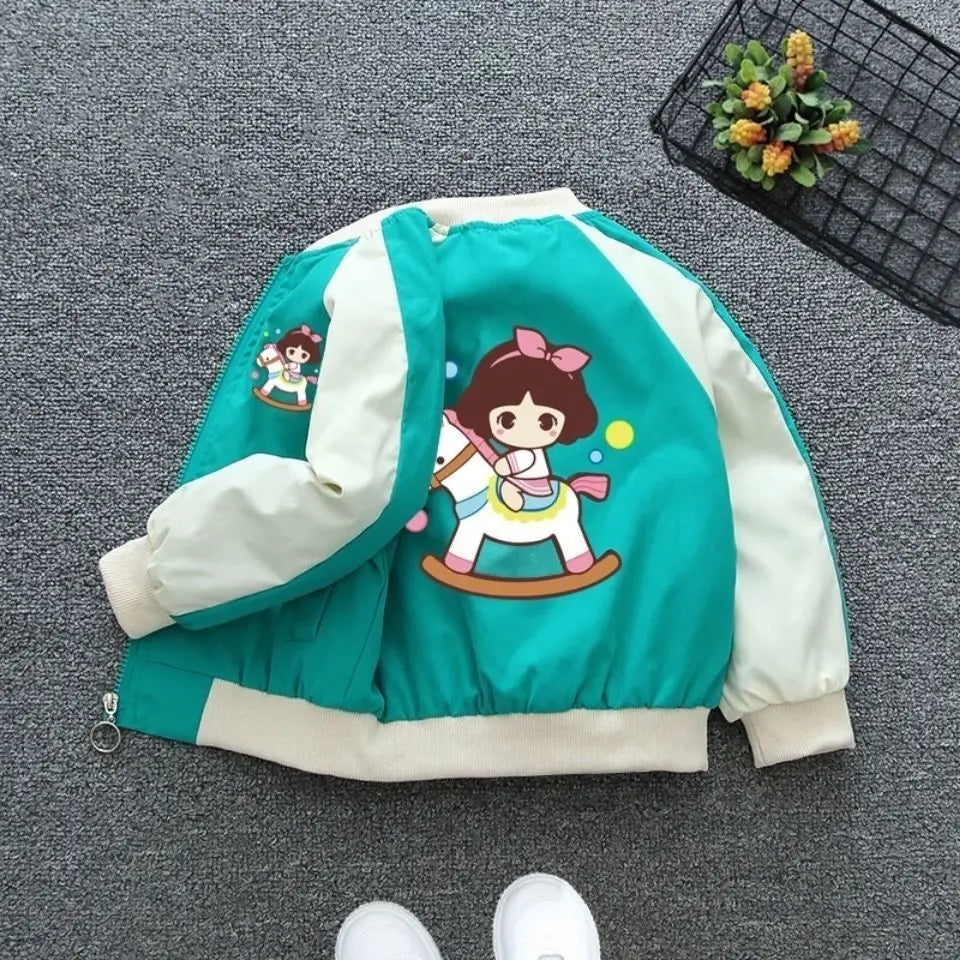 2 3 4 5 6 7 8 Years Baby Girls Coats 2021 Spring Autumn Cartoon Unicorn Thin Cardigan Jacket For Girl Toddler Kids Outerwear