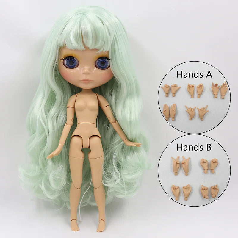 ICY DBS Blyth doll 1/6 bjd joint body tan skin doll glossy face 30cm toy random eyes colors