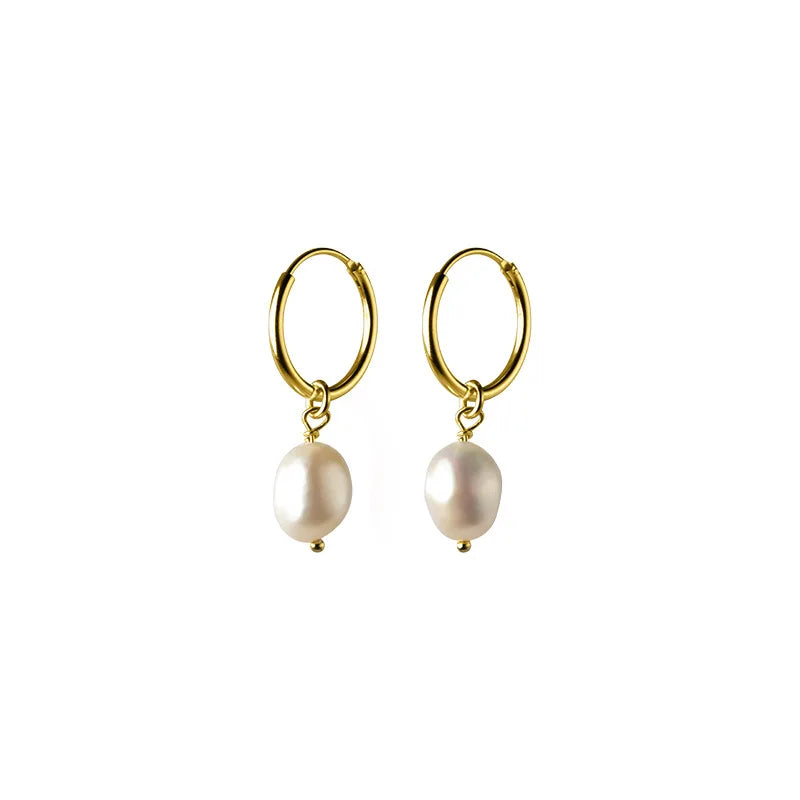 WANTME Genuine 925 Sterling Silver Natural Freshwater Baroque  Pearl Unusual Earrings for Women Chic Charming Goth Jewelry 2021