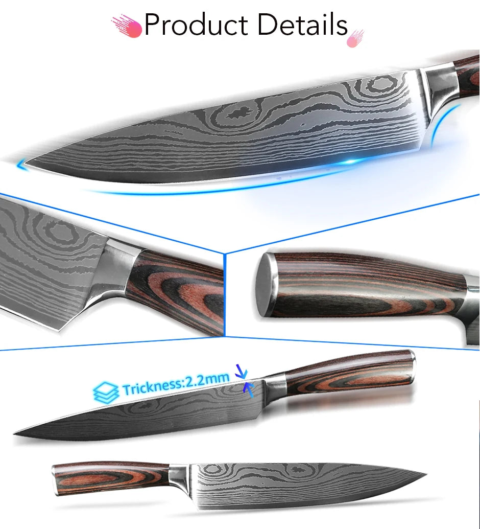 Kitchen Knife Professional Chef Knives Set 7CR17 High Carbon Steel Japanese