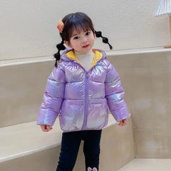 Keep Warm Winter Girls Jacket Kids Colorful Hooded Zipper Outerwear For Boys Clothes