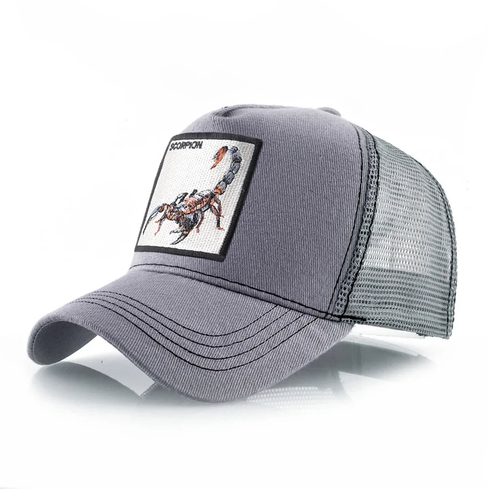 Streetwear Trucker Caps With Scorpion Patch Men's Snapback Hip Hop Baseball Cap For Women Four Seasons Fashion Casquette Hats