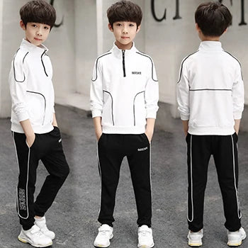 4 5 6 8 10 12 Years Big Boys Clothing Sets Autumn Cotton Long Sleeve Sweatshirt + Pants 2Pcs Kids Sports Suit Teenage Tracksuits