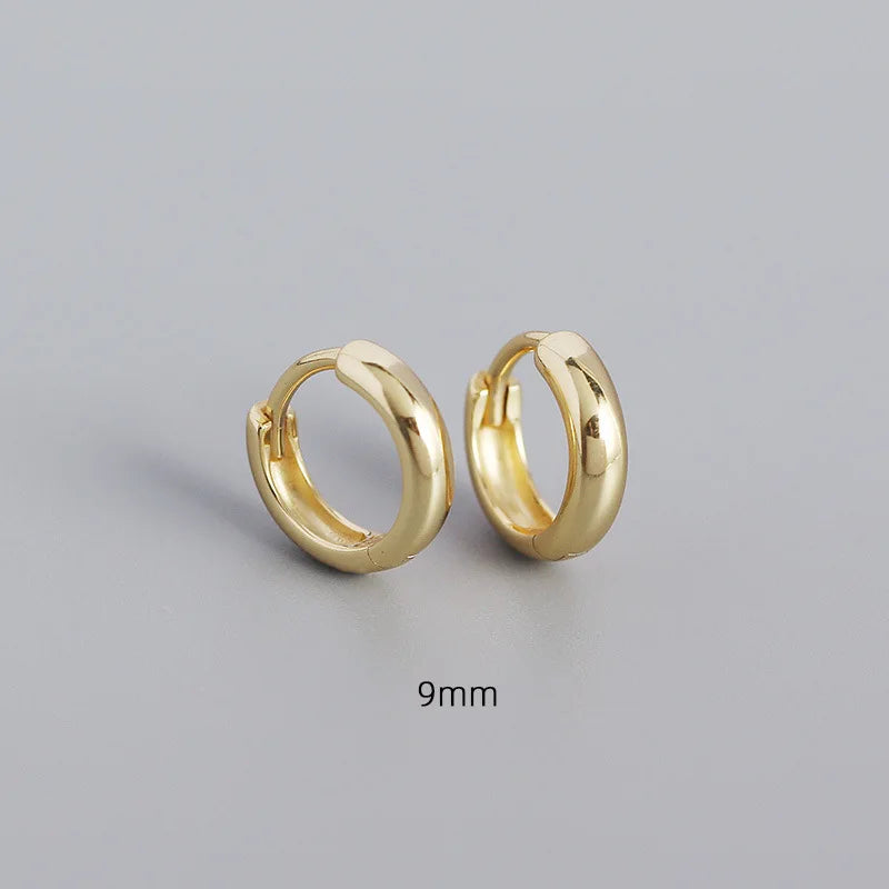 WANTME 925 Sterling Silver Minimalism Punk Rock Wide Hoop Earrings for Women Men Fashion Gothic Bohe Huggie Ear Buckle Jewelry