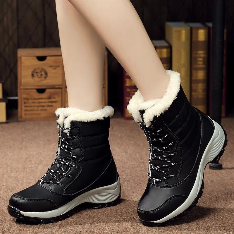 Women's Shoes Winter Fashion Ankle Boots Women Keep Warm Female Lace Up