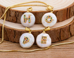 Fashion Initial Alphabet A-Z Letters Natural Freshwater Pearl Pendant Necklace