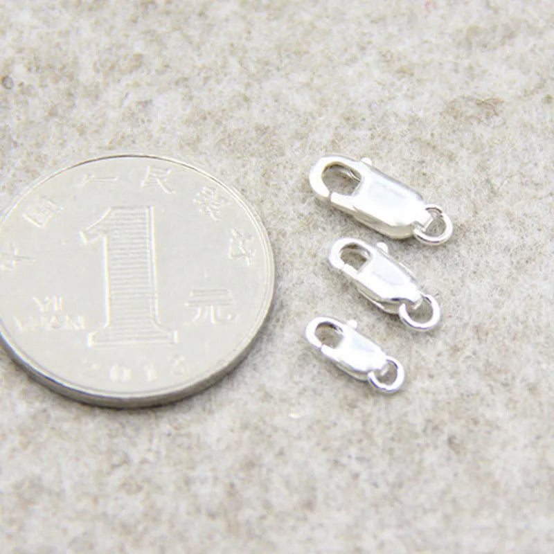 2pcs Genuine Real Solid 925 Sterling Silver Spring Lobster Clasps Hooks Claw Jewelry Making Findings Close Sealed Ring Buckle