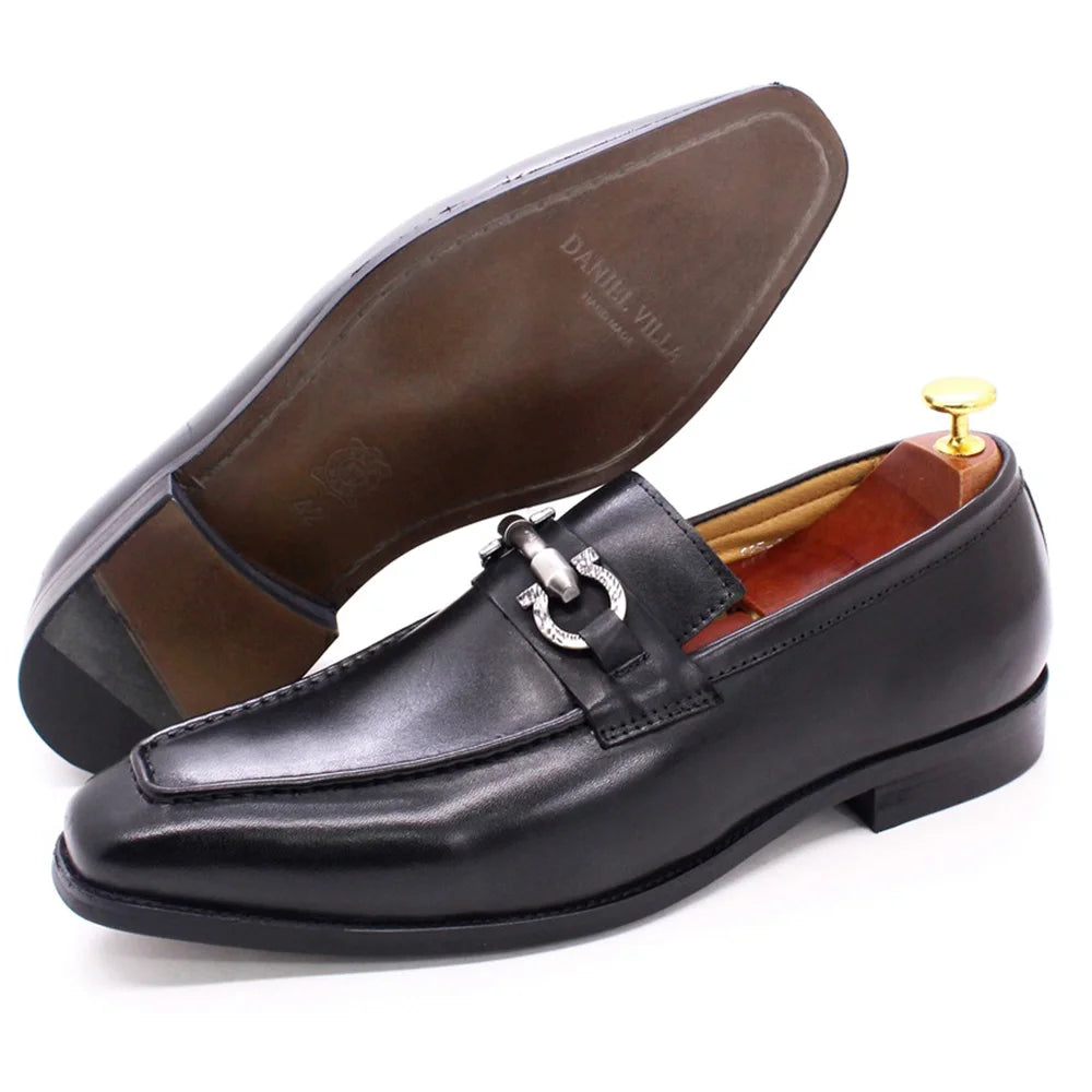 Men Dress Shoes Loafers Genuine Leather Shoes Business Wedding Party Shoes men Slip On Casual Black Shoes Office Formal shoes
