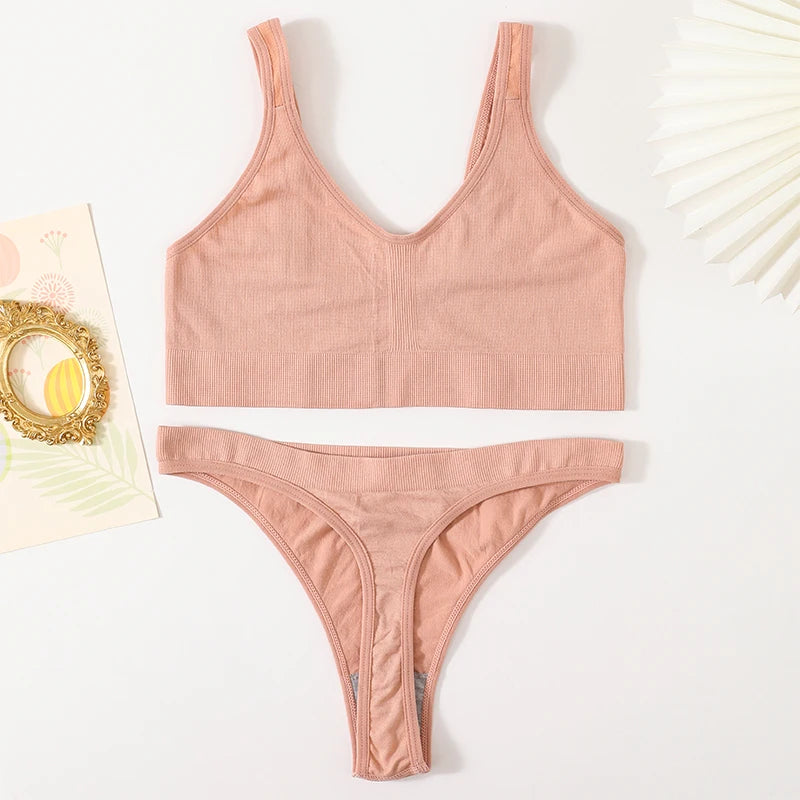 Women Bra Set Lingerie Female Seamless Underwear Bralette Tops Basic Stretchy