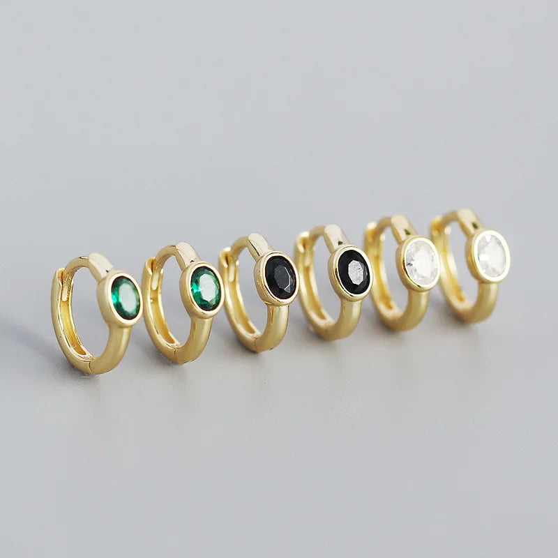 WANTME 925 Sterling Silver Simple Oval Cut Zircon Hoop Earrings for Women Geometric European Piercing Huggie Jewelry Female Gift