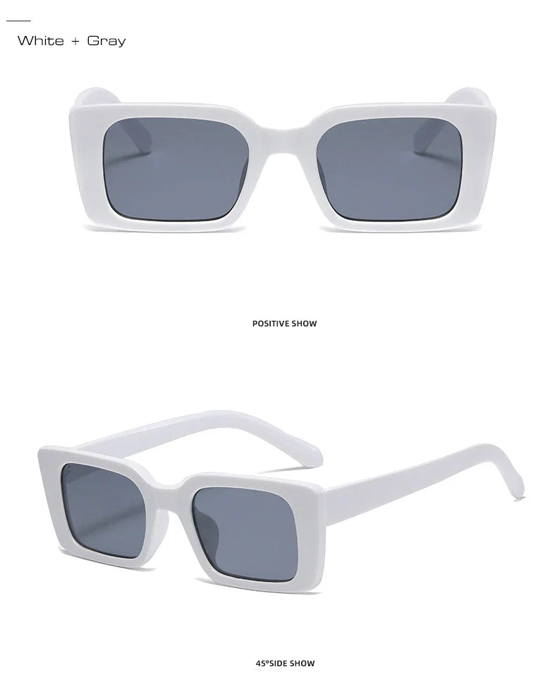 SO&EI Ins Popular Fashion Small Rectangle Sunglasses Women Retro Leopard Shades UV400 Men Trending Square Sun Glasses
