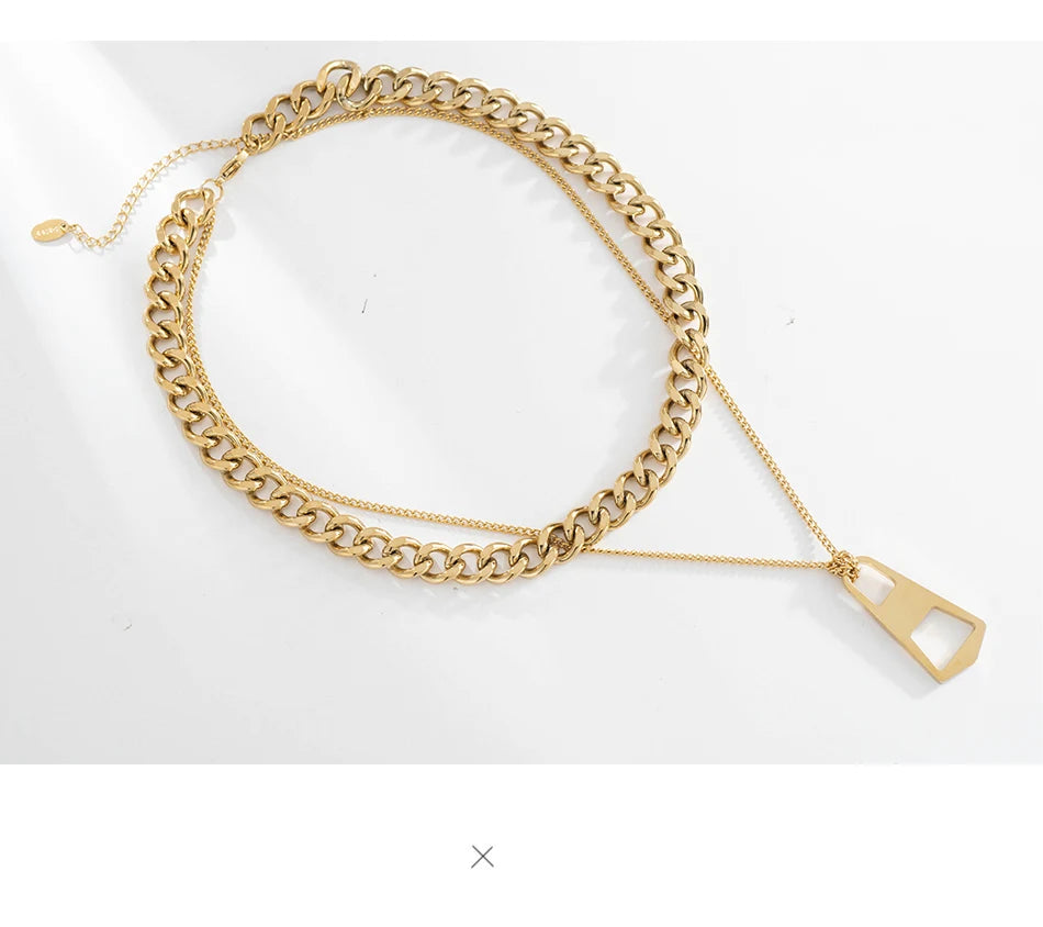 Stainless Steel Necklace Gold Plated Necklaces For Women Punk Style Geometric