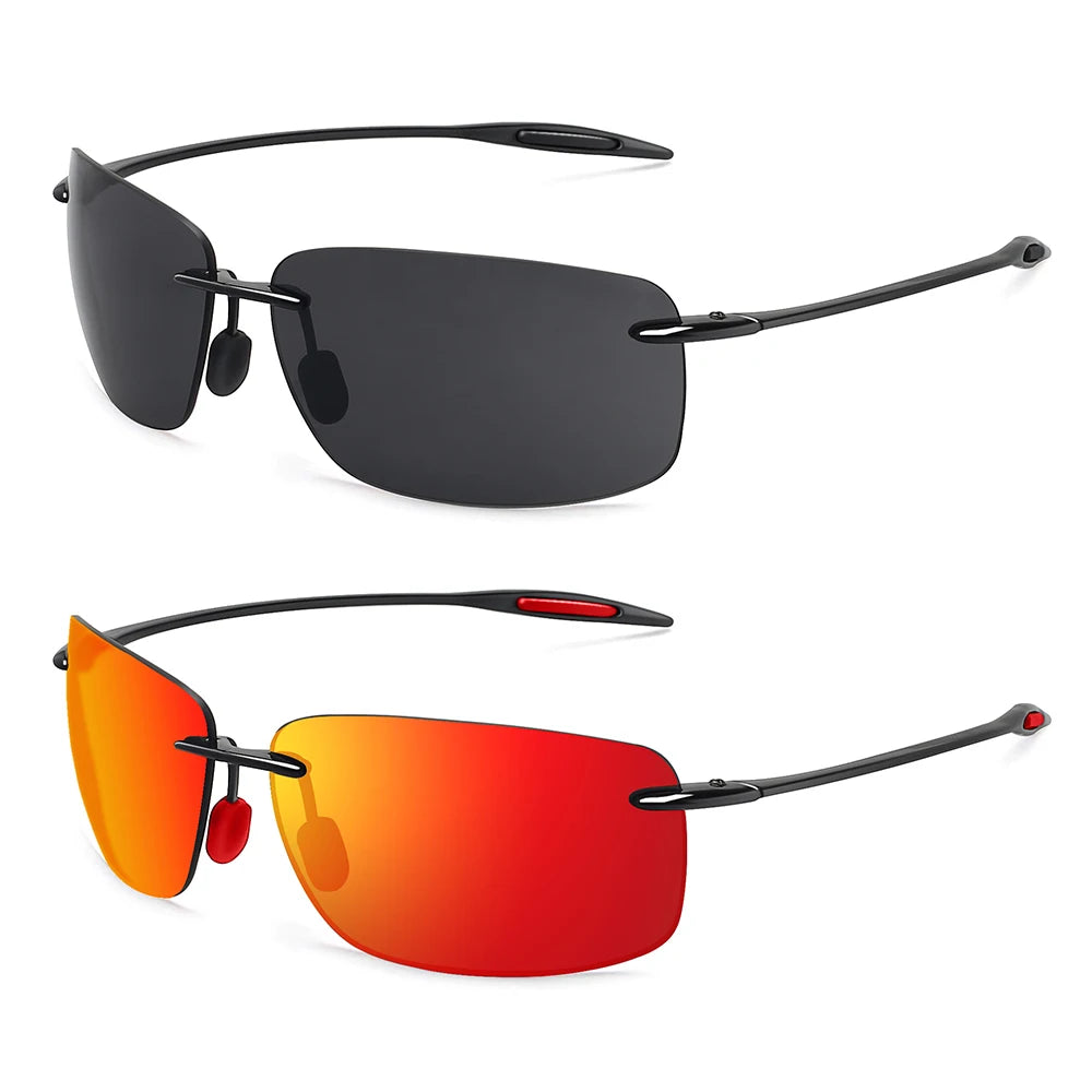 Sunglasses for Men: Orange Male Driving Rectangle Ultralight Frame Sunglasses