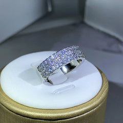 925 Sterling Silver Inlaid With White Zircon Ring Fashion Ladies Half Ring Party