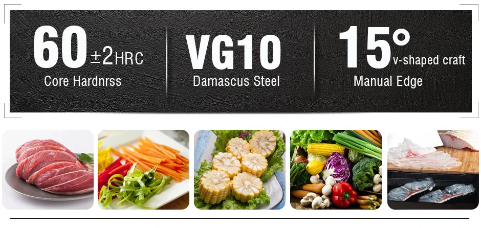 Kitchen Knives-Set Damascus Steel VG10 Chef Knife Cleaver Paring Bread Knife Blue