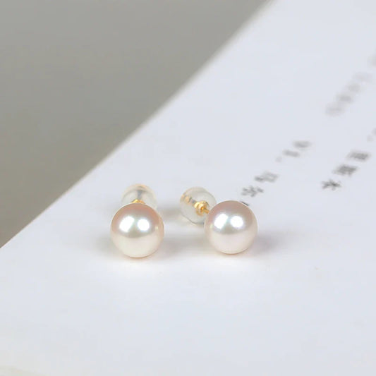 MIQIAO Real 18K Gold Earrings for Women Pure AU750 Natural Freshwater Pearl Earrings Simple Fashionable Fine Jewelry Gift