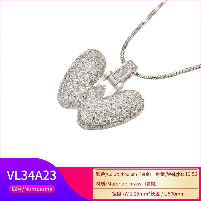 ZHUKOU 1.25x500mm Fat and lovely crystal brass silver color  letter necklace for women friends birthday gift model: VL34