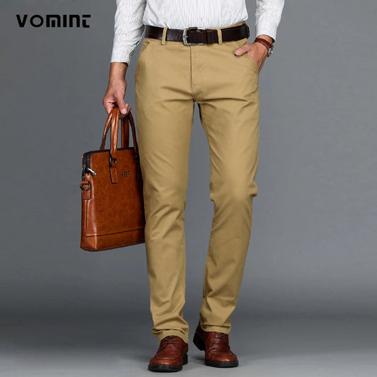 Mens Pants Cotton Casual  Stretch male trousers man long Straight High Quality