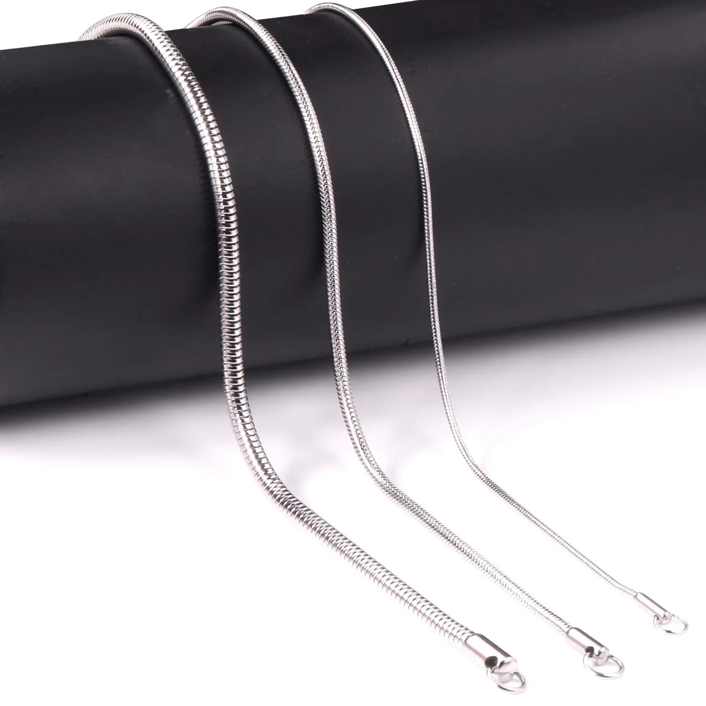 1MM/2MM/3MM Round Snake Chain Necklace For Women Men Gold Color Stainless Steel Herringbone Choker Fashion Jewelry Gift