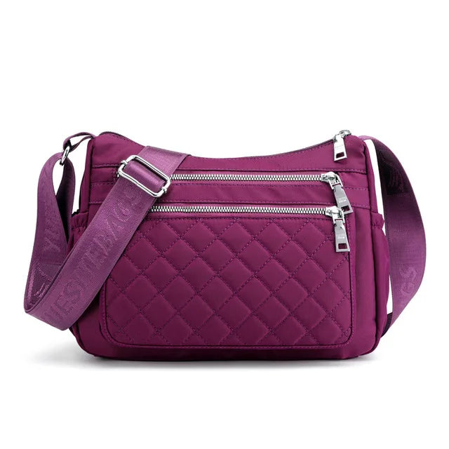 Women Nylon Shoulder Bag Waterproof Multi-pocket Zipper Bag Ladies
