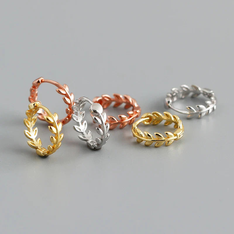 WANTME 925 Sterling Silver Minimalist 18k Gold Plated Leaf Stud Earrings for Women Charm Teen Party Jewelry Ear Buckle Female