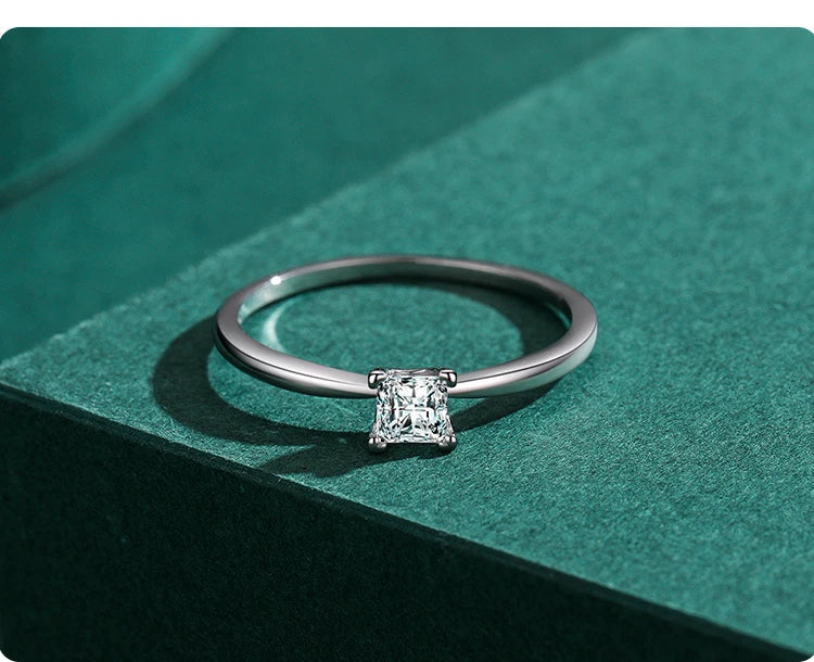 Ailmay High Quality Fashion Shiny Clear Zircon Wedding Female Finger Ring For Women Simple Square Ring Fine Jewelry