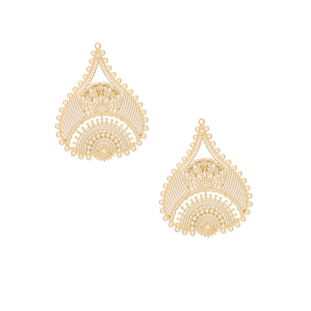 4pcs Gold Stainless Steel Filigree Earring Charm Pendants Connectors for Earring DIY Jewelry Making Supplies wholesale