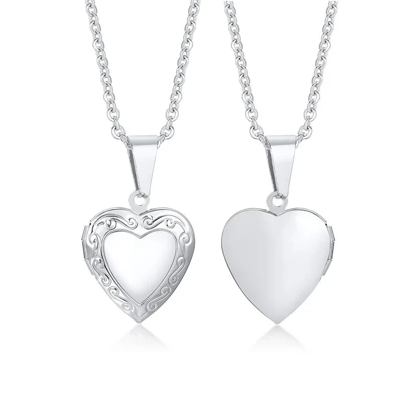 Delicate Floral Oval Heart Locket Pendant Necklaces for Women,Stainless Steel Photo Frame Promise Love Keepsake Gift