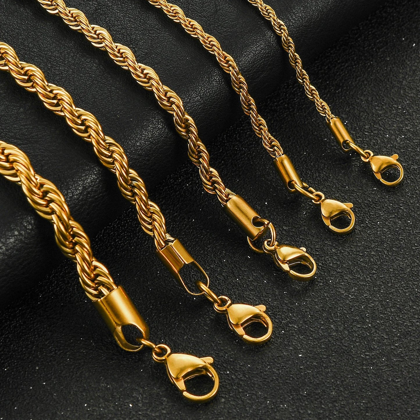 2/3/4/5/6mm Stainless Steel Twisted Rope Chain Necklace for Men Women Gold Color Plated Neck Chains Choker Metal Jewelry Gift