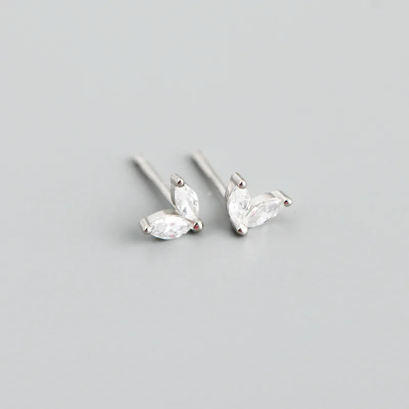 WANTME 925 Sterling Silver Fashion Korean Chic Blue Horse Eye Zircon Stud Earrings for Women Teen Simple Color Piercing Jewelry