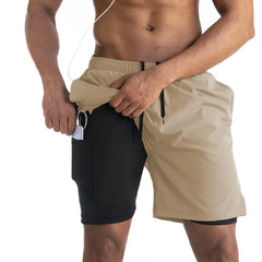 Running Shorts Men 2 in 1 Sports Jogging Fitness Shorts Training