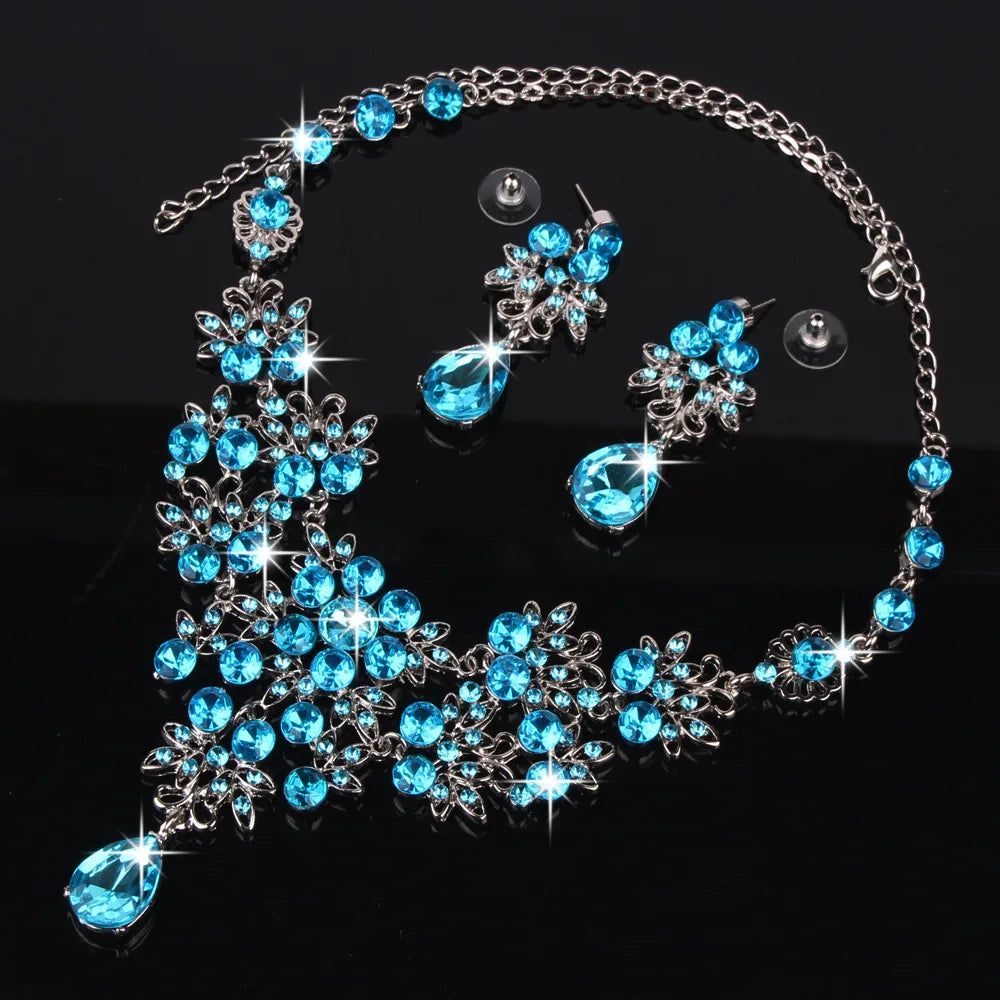 Multiple Colors Water Drop Wedding Bridal Formal Party Prom Jewelry Sets