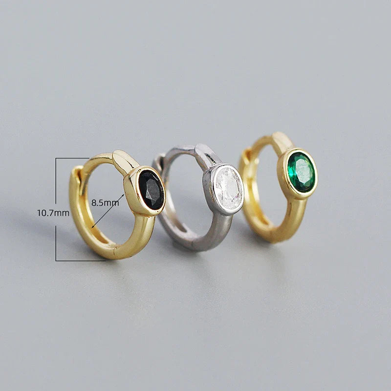WANTME 925 Sterling Silver Simple Oval Cut Zircon Hoop Earrings for Women Geometric European Piercing Huggie Jewelry Female Gift