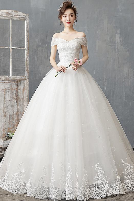 White Bridesmaid Dresses: Off The Shoulder Wedding Dress Light And Simple