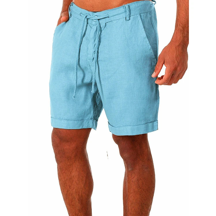 Summer Fashion Mens Linen Shorts Men Cotton Beach Short  New Wild Leisure Loose Solid Cargo Shorts for Men Sweatshorts