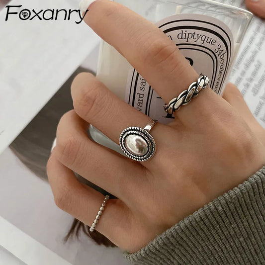 Silver Color Rings Couples Accessories INS Fashion Vintage Twist Design