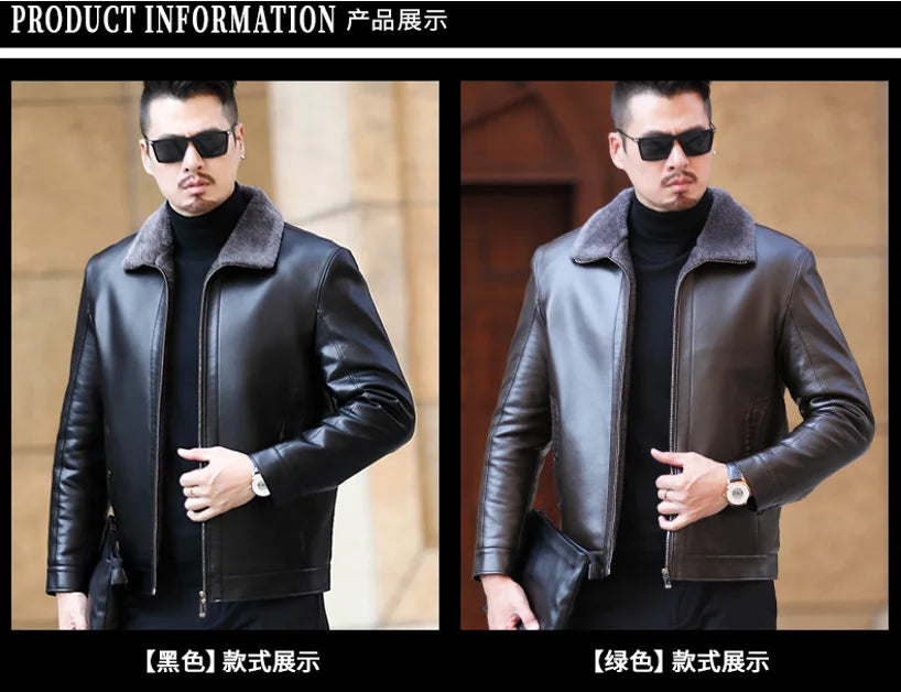 YXL-222 Leather Jacket Men's Fur One Casual Thickened Plus Cashmere